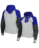 Women's Antigua Heathered Gray, Royal Indianapolis Colts Jackpot Raglan Half-Zip Pullover Hoodie