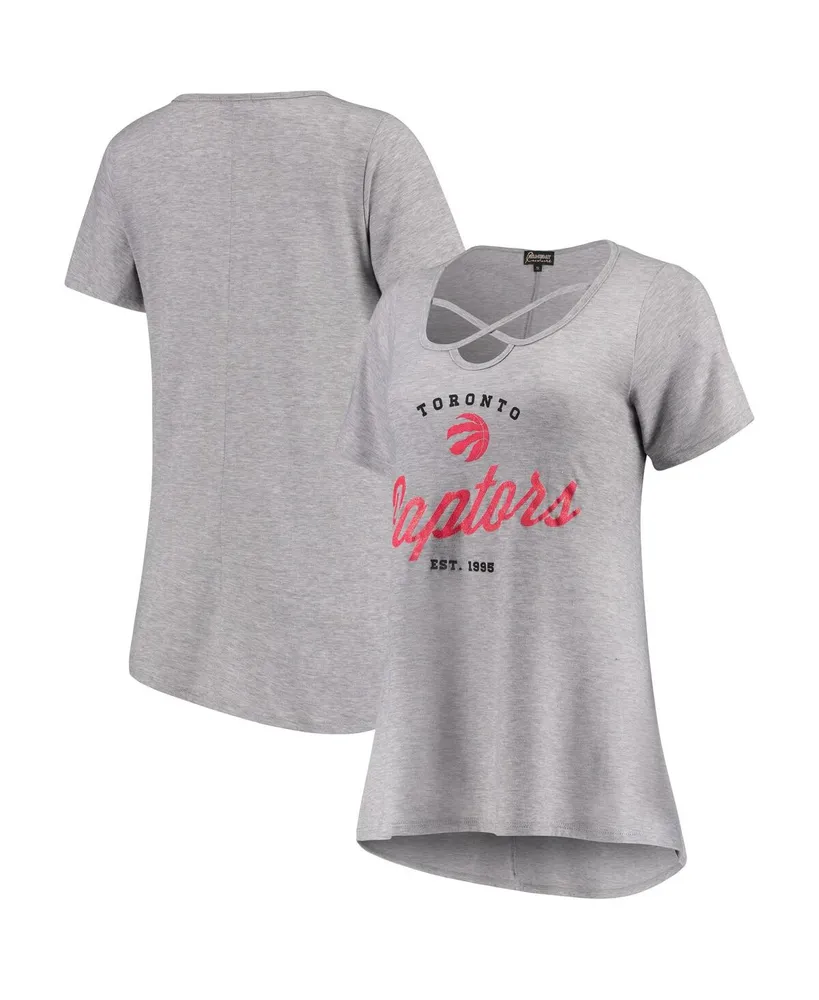 Women's Heathered Gray Toronto Raptors Criss Cross Front Tri-Blend T-shirt