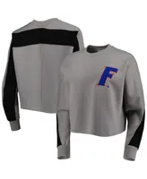 Women's Gameday Couture Gray Florida Gators Back To Reality Colorblock Pullover Sweatshirt