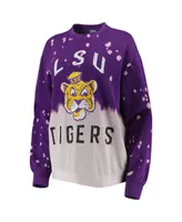 Women's Gameday Couture Purple Lsu Tigers Twice As Nice Faded Dip-Dye Pullover Sweatshirt