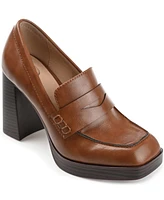 Journee Collection Women's Ezzey Block Heel Loafers