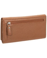 Mancini Women's Pebbled Collection Rfid Secure Trifold Wing Wallet