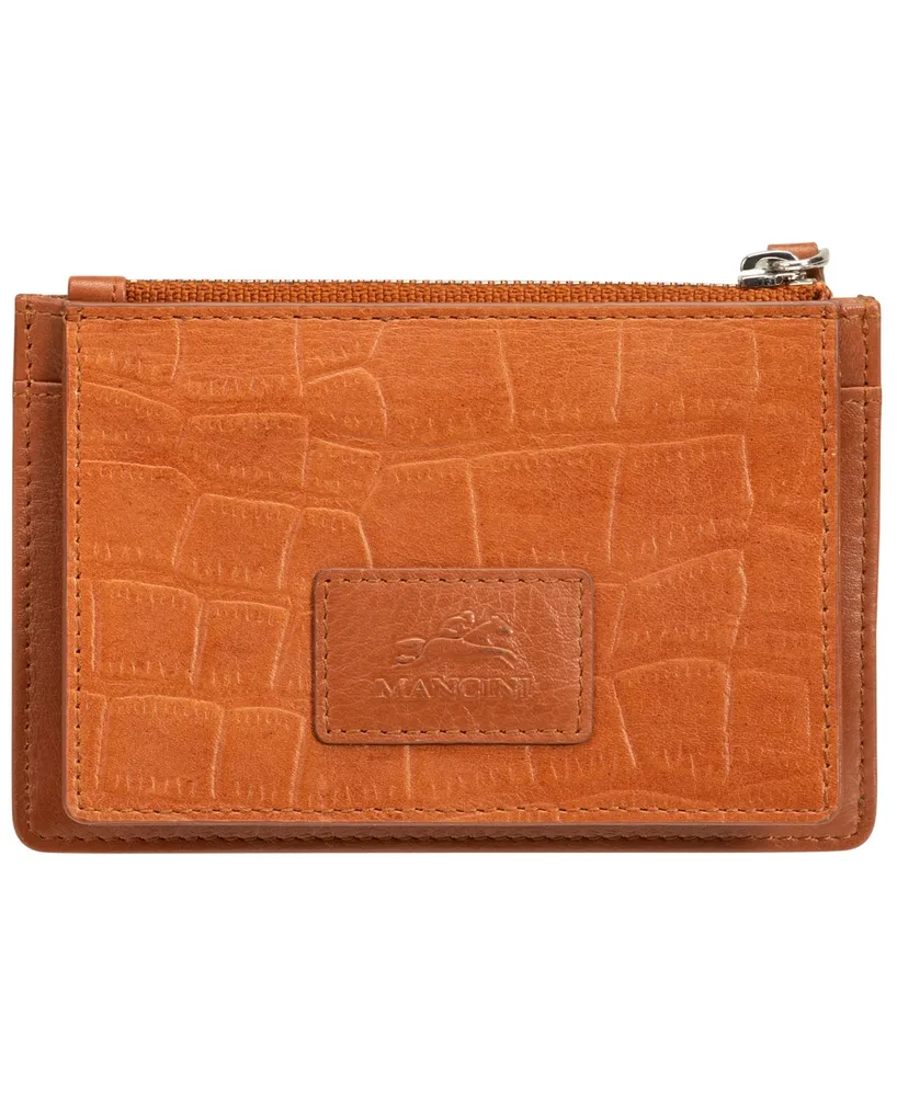 Mancini Women's Croco Collection Rfid Secure Card Case and Coin Pocket