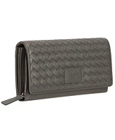 Mancini Women's Basket Weave Collection Rfid Secure Clutch Wallet