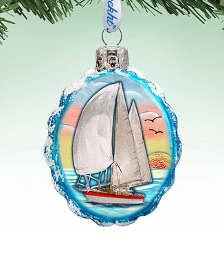 Designocracy Flower Sailboat Mercury Holiday Ornament