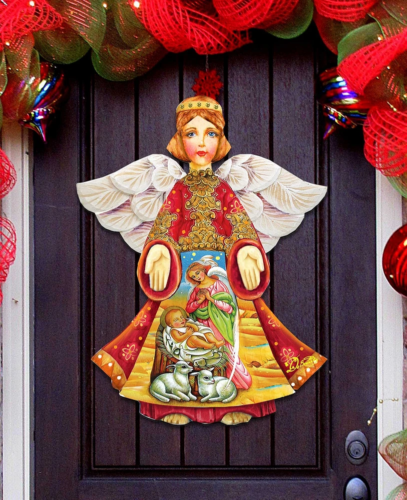 Designocracy Mary and Joseph Angel Nativity Holiday Door Decor