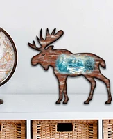 Designocracy Woodsy Moose Scenic Wooden Decor