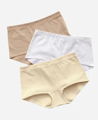 Leonisa 3-Pack Comfy Boyshort Panties Stretch Cotton 12634X3