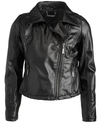 Jou Big Girls Faux-Leather Full-Zip Moto Jacket