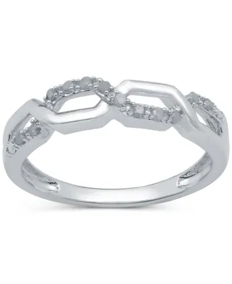 Diamond Hexagon Link Ring (1/10 ct. t.w.) Sterling Silver