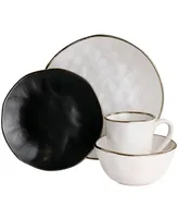 Elama Andres Mixed 16 Pc. Stoneware Dinnerware Set, Service for 4 - Assorted Matte with Gold