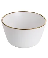 Elama Alejandro 16 Piece Stoneware Dinnerware Set, Service for 4 - Matte White with Gold