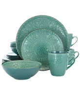 Elama Reactive Glaze Mozaic 16 Piece Luxurious Stoneware Dinnerware Set, Service for 4