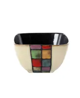 Elama Grace 16 Piece Multicolored Square Stoneware Dinnerware Set, Service for 4 - Multi