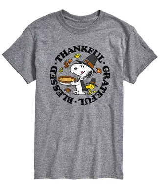 Airwaves Men's Short Sleeve Peanuts Thankful Grateful Blessed T-shirt