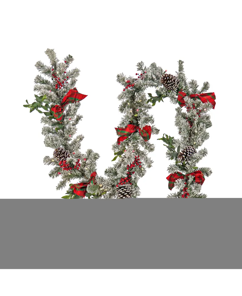 National Tree Company 9' General Store Snowy Garland with Led Lights and Bows