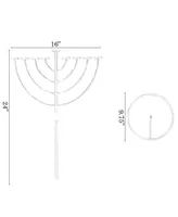 Modern 9 Branch Lighting Thin Pipe Hanukkah Menorah, Small - Silver