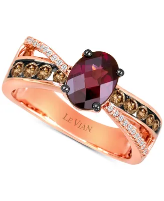 Le Vian Raspberry Rhodolite (1-1/3 ct. t.w.) & Diamond (1/2 ct. t.w.) Ring in 14k Rose Gold