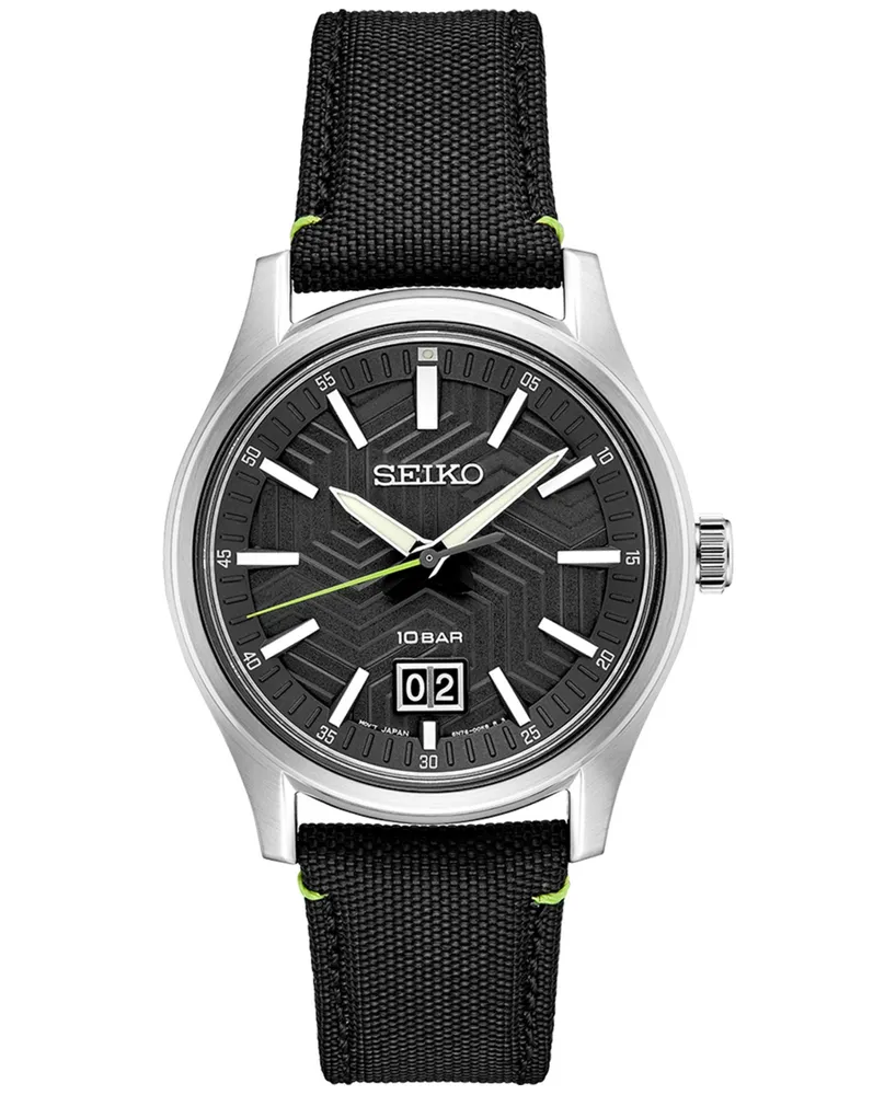 Seiko Men's Essentials Black Nylon Strap Watch 40mm