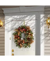 National Tree Company 30" Apple Decorated Christmas Wreath with Led Lights