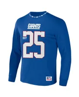 Men's Nfl X Staple Blue New York Giants Core Long Sleeve Jersey Style T-shirt