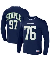 Men's Nfl X Staple Navy Seattle Seahawks Core Long Sleeve Jersey Style T-shirt