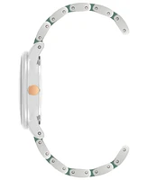 Anne Klein Women's Three-Hand Quartz Silver-Tone Alloy with Green Ceramic Bracelet Watch, 32mm