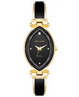 Anne Klein Women's Three-Hand Quartz Gold-Tone Alloy with Black Enamel Bracelet Watch, 24mm - Gold