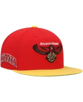 Men's Mitchell & Ness Red, Gold Atlanta Hawks Hardwood Classics Snapback Hat