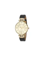 Jones New York Women's Black Silicone Strap Watch 34mm - Gold