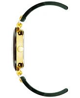 Anne Klein Women's Three-Hand Quartz Green and Burgundy Resin with Gold-Tone Alloy Accents Bangle Watch, 34mm