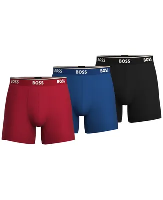 Boss by Hugo Men's 3-Pk. Power Stretch Assorted Color Solid Boxer Briefs