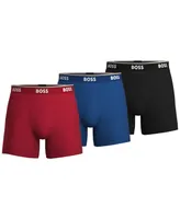 Boss by Hugo Men's 3-Pk. Power Stretch Assorted Color Solid Boxer Briefs