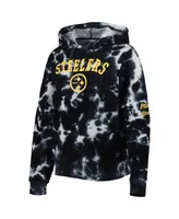 Women's New Era Black Pittsburgh Steelers Cloud Dye Fleece Pullover Hoodie