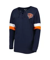 Women's New Era Navy Chicago Bears Athletic Varsity Lace-Up Long Sleeve T-shirt