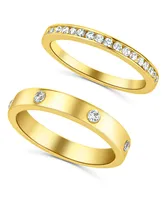 And Now This Cubic Zirconia Duo Band Ring, Set of 2