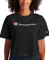 Champion Women's Script Logo Relaxed Cropped T-Shirt