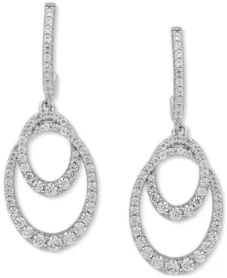 Diamond Interlocking Loop Drop Earrings (1 ct. t.w.) in 10k White Gold