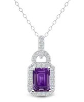 Macy's Topaz (1/4 ct. t.w.) Halo Pendant Necklace Sterling Silver