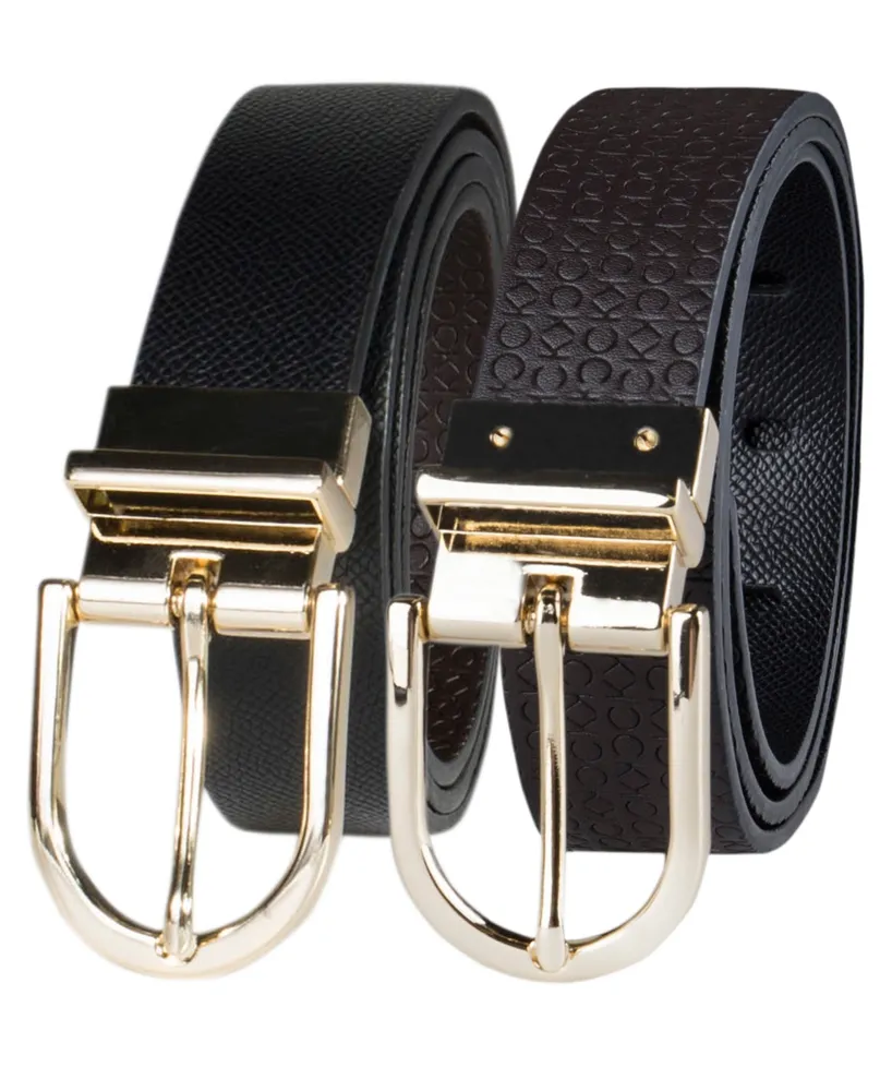 CALVIN KLEIN Women's Reversible Monogram Buckle Belt