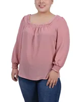 Ny Collection Plus Size Long Sleeve Square Neck Blouse