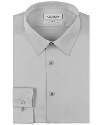 Calvin Klein Steel Men's Slim-Fit Non-Iron Herringbone Dress Shirt