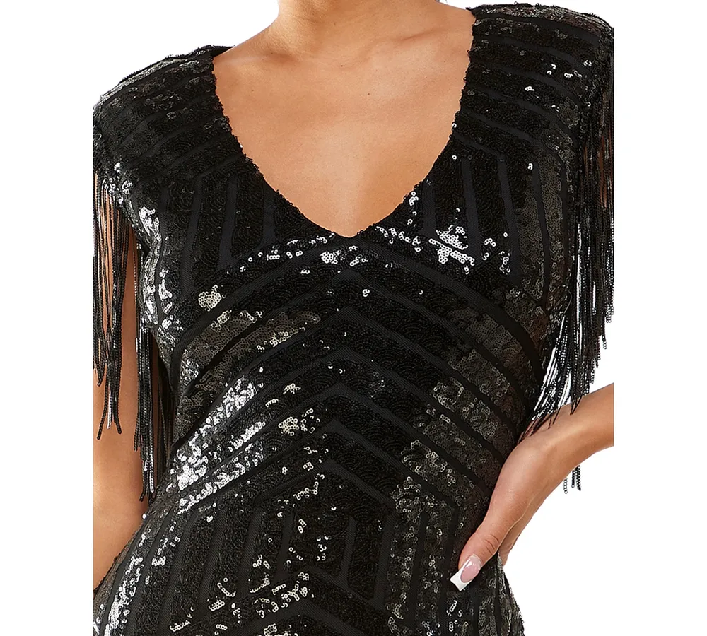 City Studios Juniors' Sequined Lace Gown