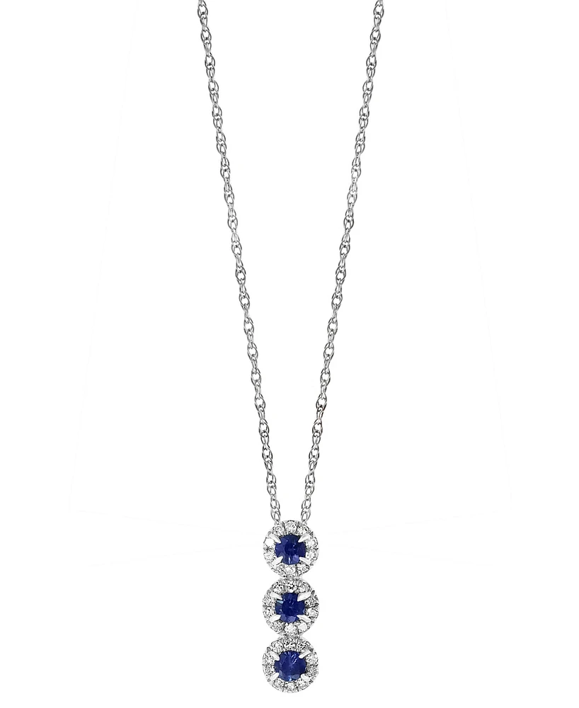 Lali Jewels Sapphire (1/6 ct. t.w.) & Diamond (1/10 18" Pendant Necklace 14k Rose Gold or White