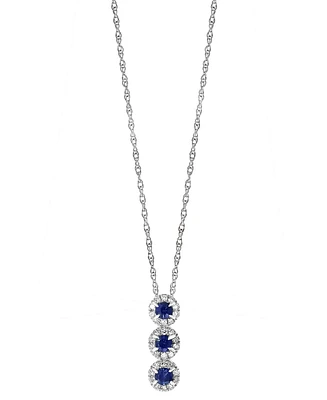 Lali Jewels Sapphire (1/6 ct. t.w.) & Diamond (1/10 18" Pendant Necklace 14k Rose Gold or White