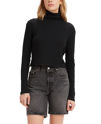 Levi's Women's Moon Ribbed Knit Stretchy Turtleneck Top