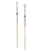 Steve Madden Stone Chain Linear Earrings - Crystal, Tri