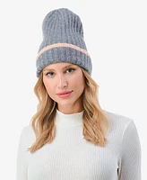 Marcus Adler Women's Stripe Cuff Ribbed Knit Beanie