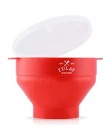 Zulay Kitchen Bpa Free Collapsible Silicone Popcorn Maker with Lid