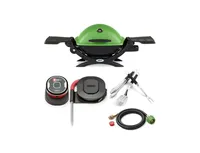 Weber Q 1200 Gas Grill (Green) With Adapter Hose, Thermometer And Tool